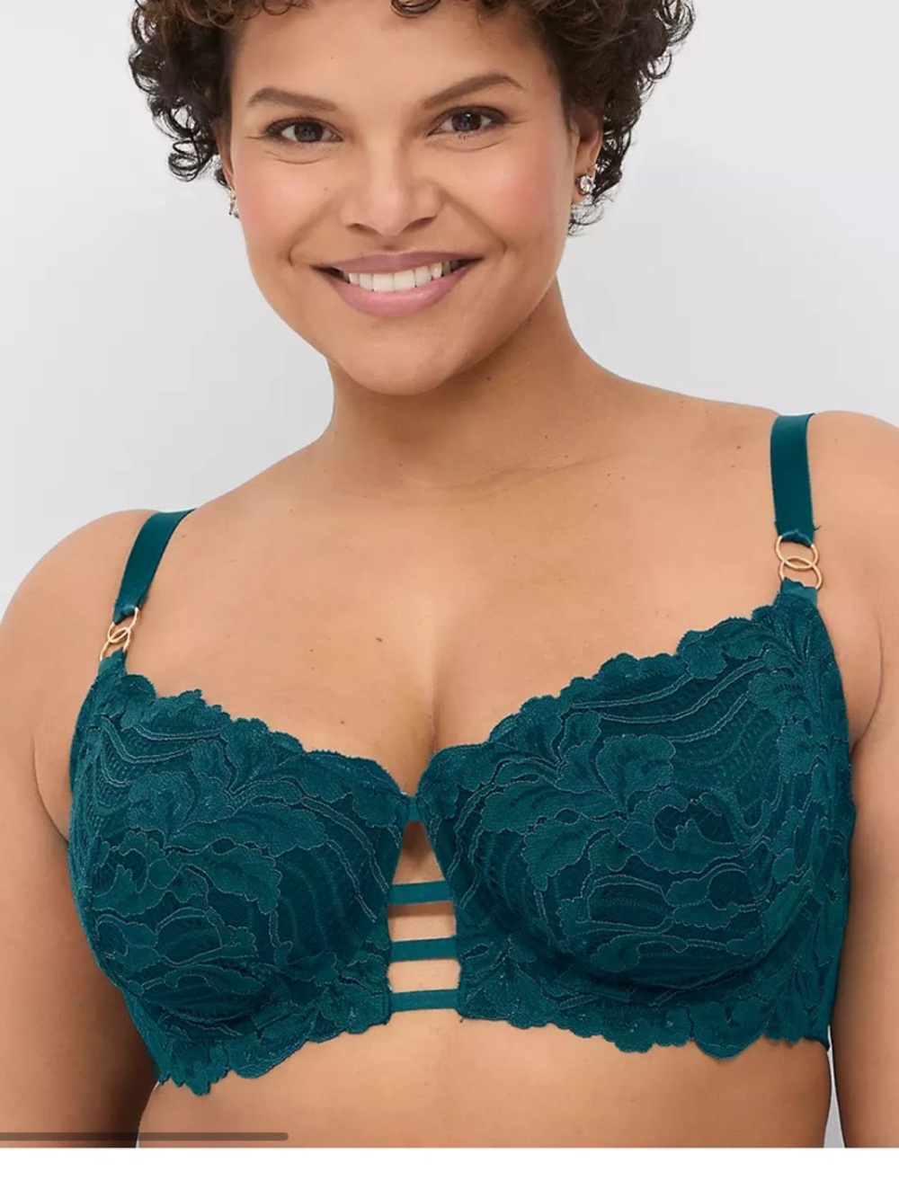 Cacique deep teal lace unlined balconette bra 50DD